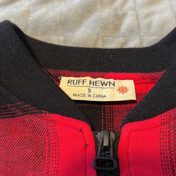 Ruff Hewn Buffalo Plaid Jacket, Embroidered Design, Red, Black, Boho, Size S - Picture 5 of 8